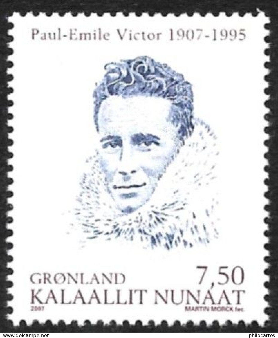 GROENLAND 2007  - YT 476  - Paul Emile Victor - NEUF** - Unused Stamps