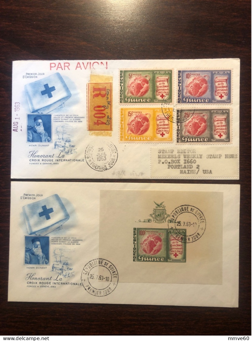 GUINEA GUINEE FDC COVER 1963 YEAR RED CROSS HEALTH MEDICINE STAMPS - Guinée (1958-...)