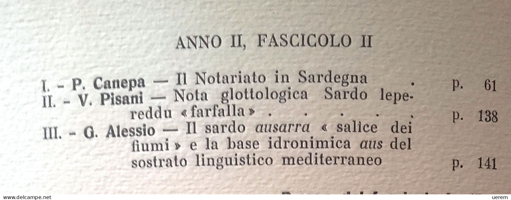 1936 SARDEGNA NOTARIATO LINGUISTICA CANEPA PISANI ALESSIO - Alte Bücher