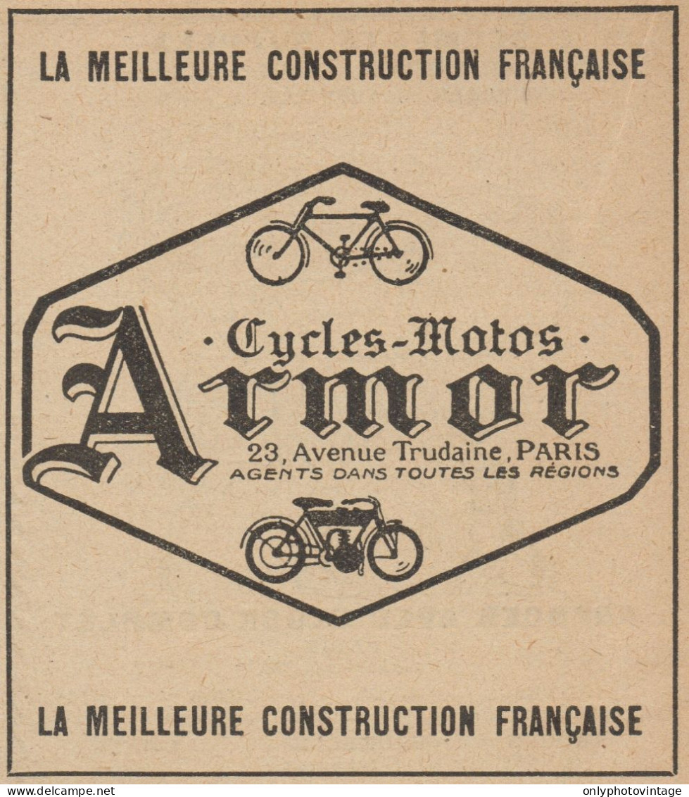 Cycles & Motos ARMOR - Pubblicità D'epoca - 1920 Old Advertising - Advertising