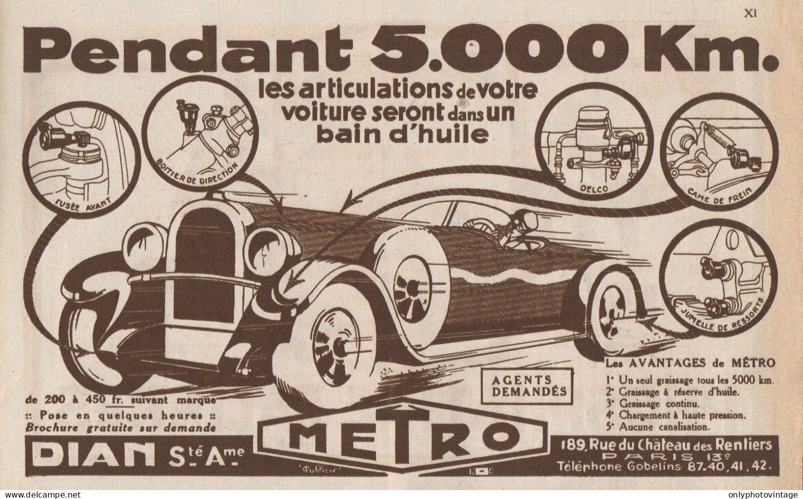 Lubrificante METRO - Pubblicità D'epoca - 1930 Old Advertising - Publicidad