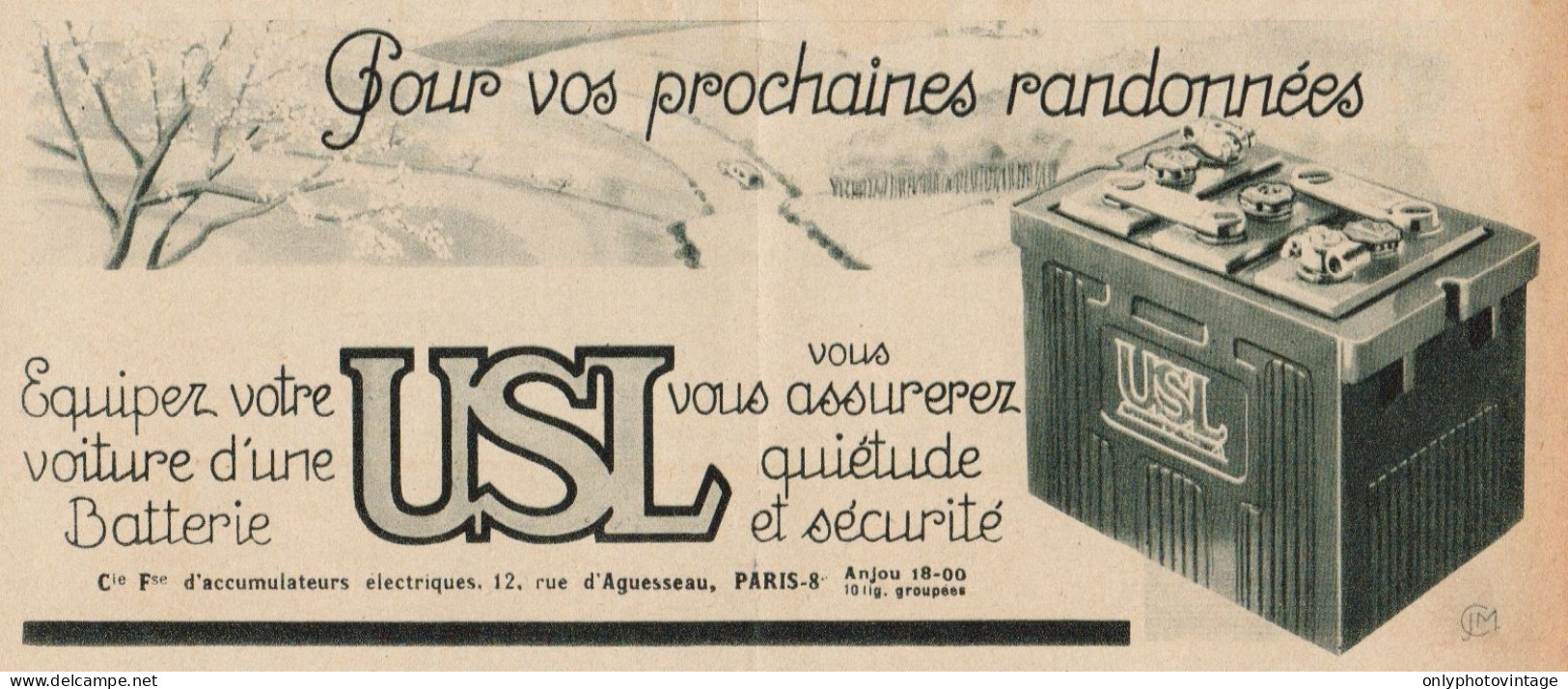 Batterie USL - Pubblicità D'epoca - 1937 Old Advertising - Publicidad
