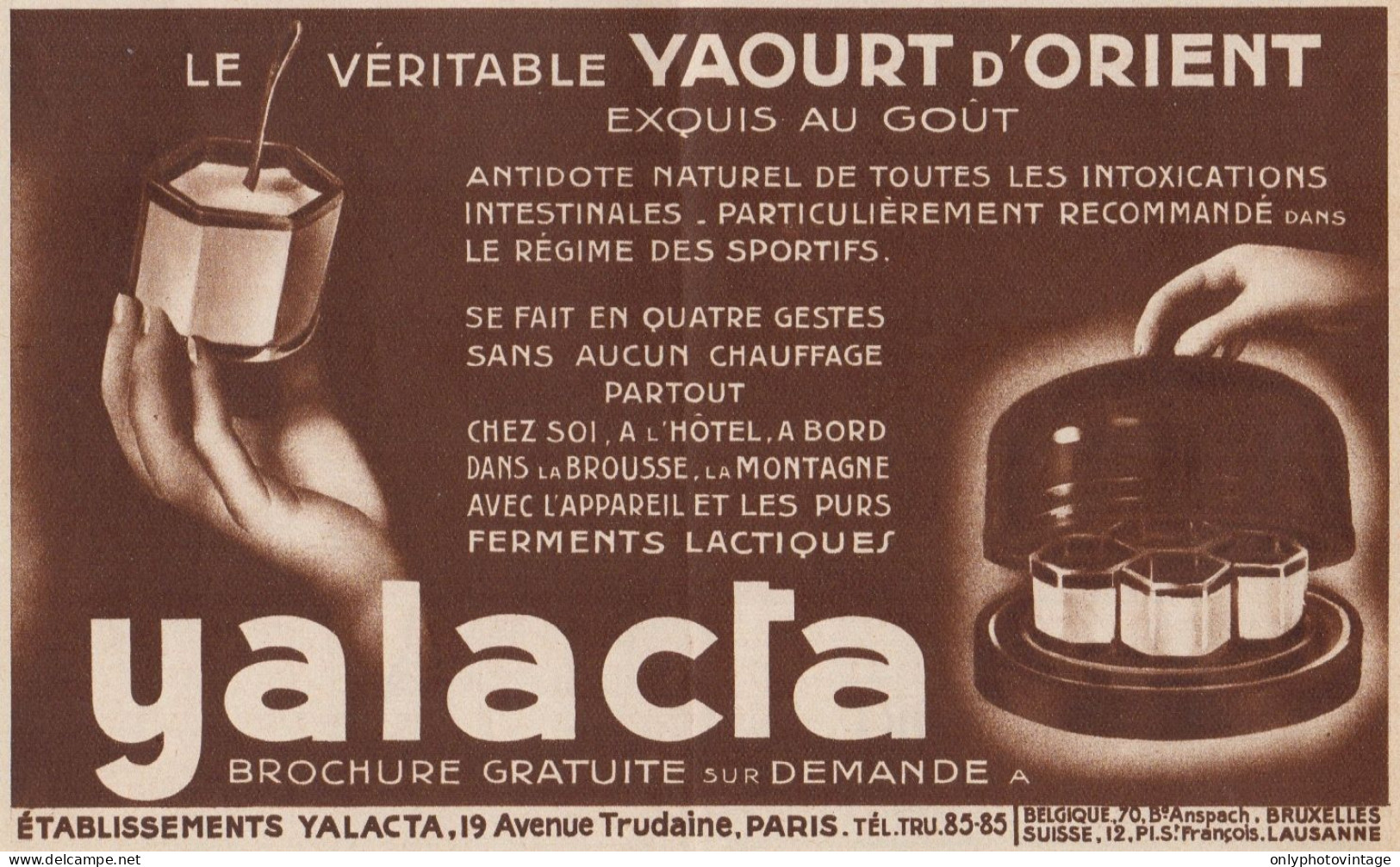 Yaourt D'Orient - YALACTA - Pubblicità D'epoca - 1935 Old Advertising - Publicidad