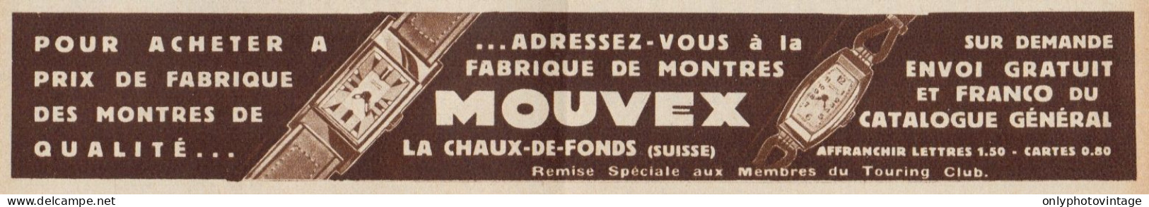 Montres MOUVEX - Pubblicità D'epoca - 1935 Old Advertising - Pubblicitari