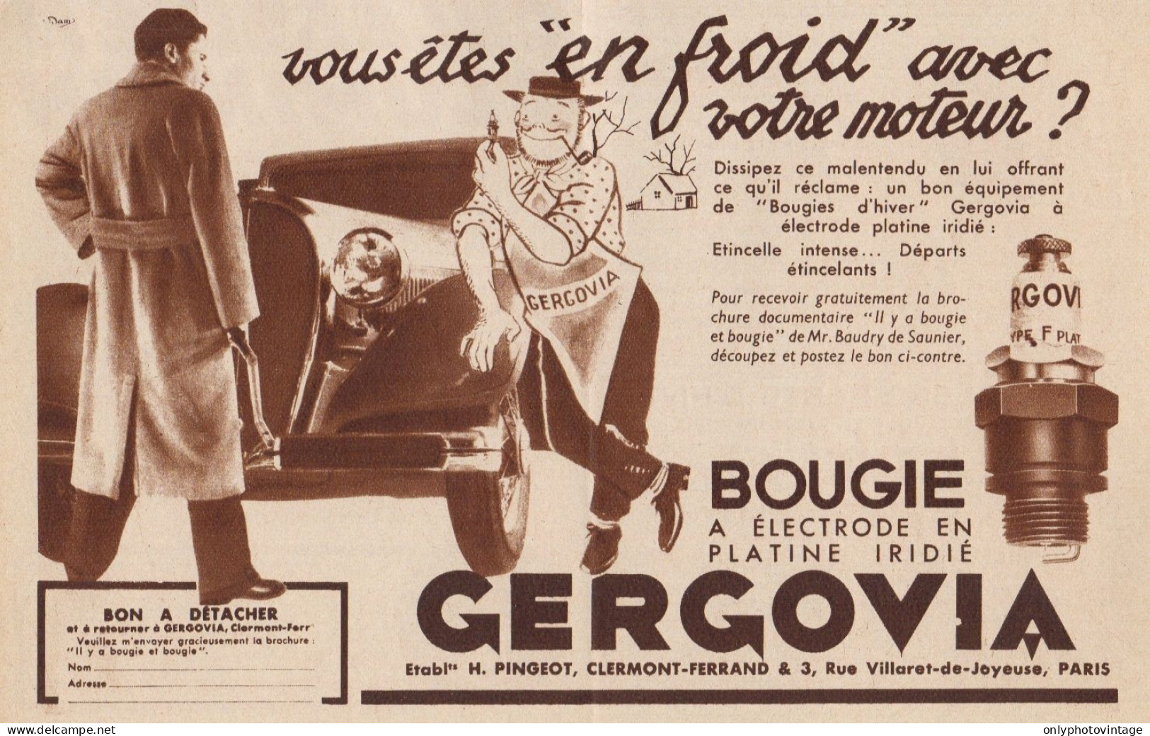 Bougie GERGOVIA - Pubblicità D'epoca - 1935 Old Advertising - Pubblicitari