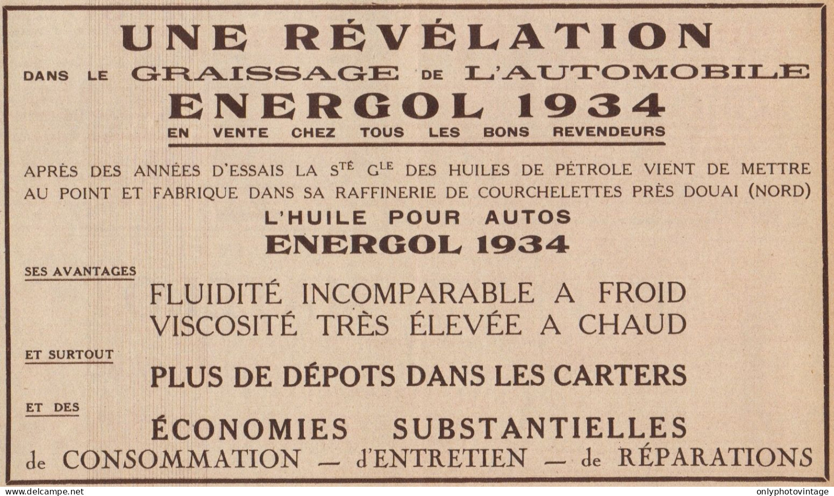 ENERGOL - Pubblicità D'epoca - 1934 Old Advertising - Publicidad