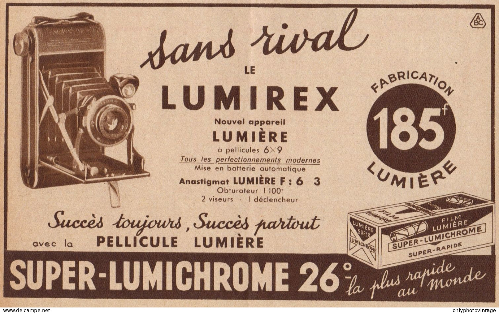 Pellicule & Appareil Lumiére - Pubblicità D'epoca - 1934 Old Advertising - Pubblicitari