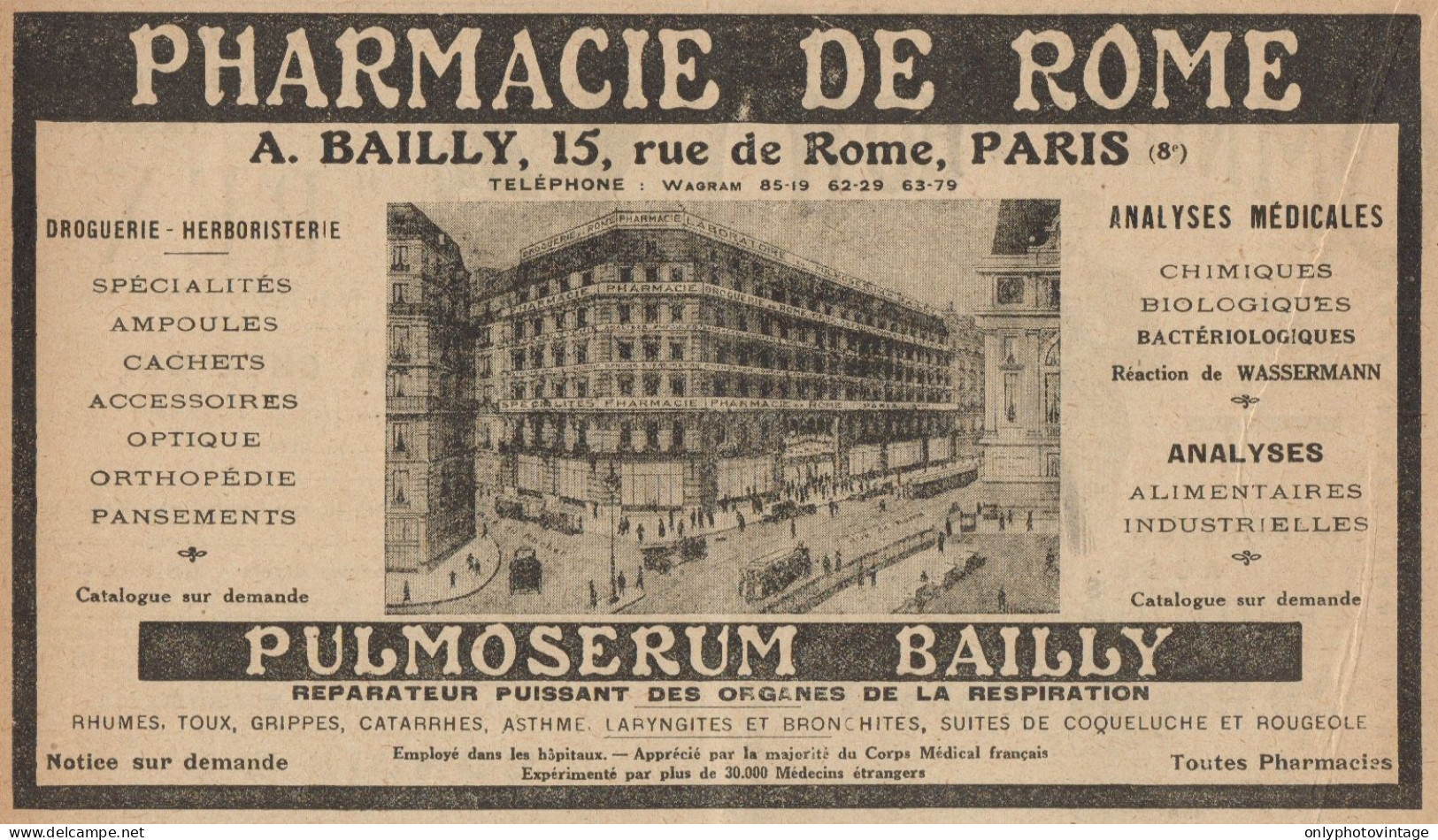 PHARMACIE DE ROME - Paris - Pubblicità D'epoca - 1920 Old Advertising - Publicidad
