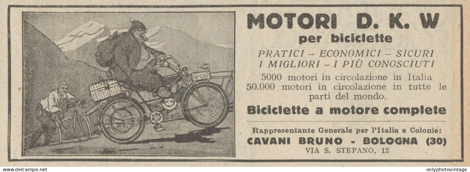 Biciclette A Motore D.K.W. - Pubblicità D'epoca - 1925 Old Advertising - Pubblicitari