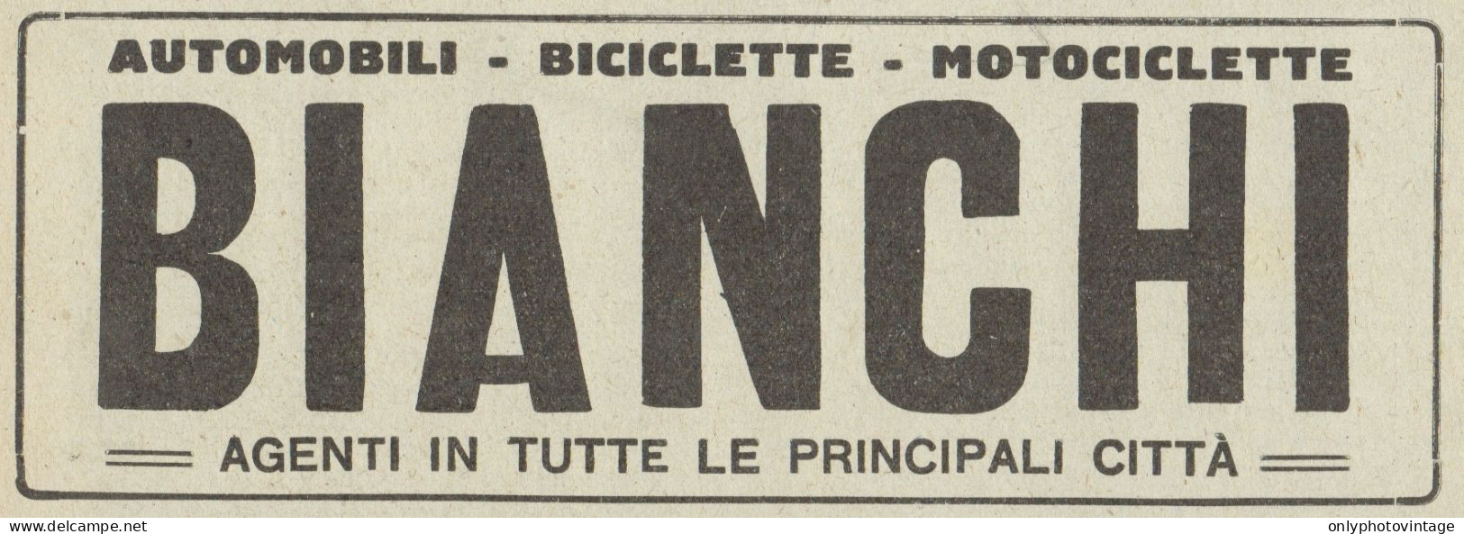 Bici, Moto & Auto BIANCHI - Pubblicità D'epoca - 1922 Old Advertising - Publicités