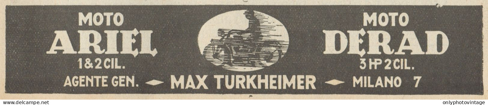 Moto ARIEL & DERAD - Pubblicità D'epoca - 1923 Old Advertising - Advertising