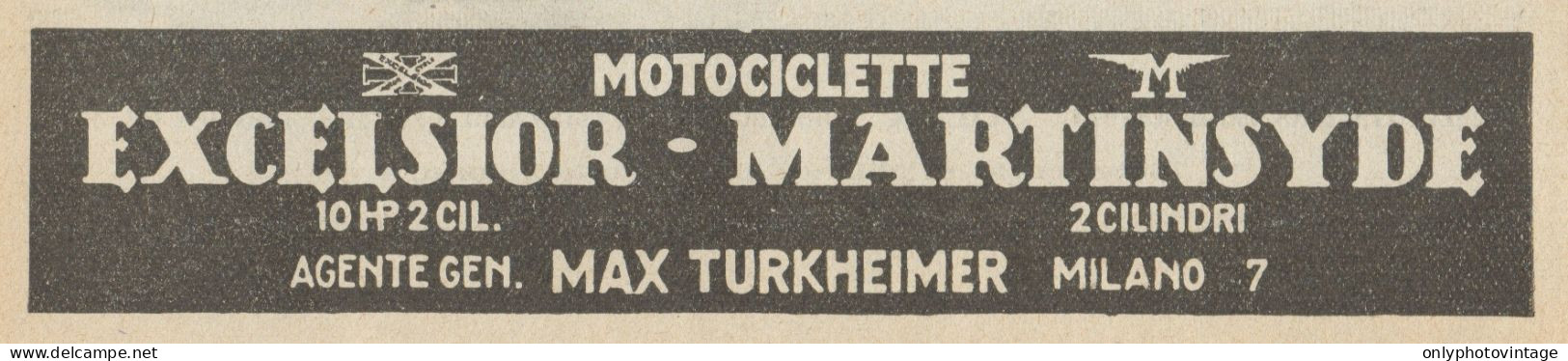 Motociclette EXCELSIOR-MARTINSYDE - Pubblicità D'epoca - 1923 Old Advert - Pubblicitari