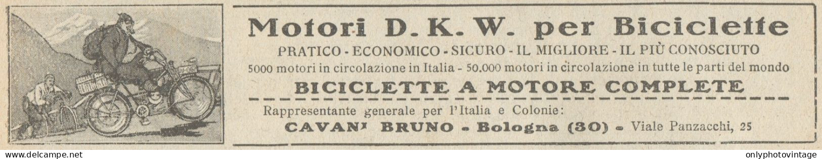 Biciclette A Motore D.K.W. - Pubblicità D'epoca - 1923 Old Advertising - Pubblicitari