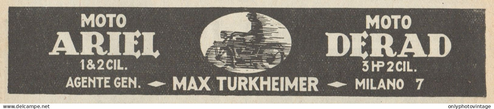 Moto ARIEL & DERAD - Pubblicità D'epoca - 1923 Old Advertising - Publicidad