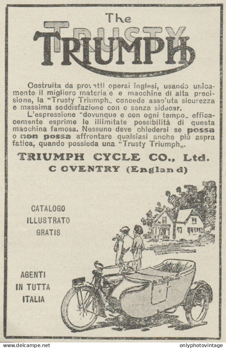 The Trusty TRIUMPH - Pubblicità D'epoca - 1921 Old Advertising - Pubblicitari