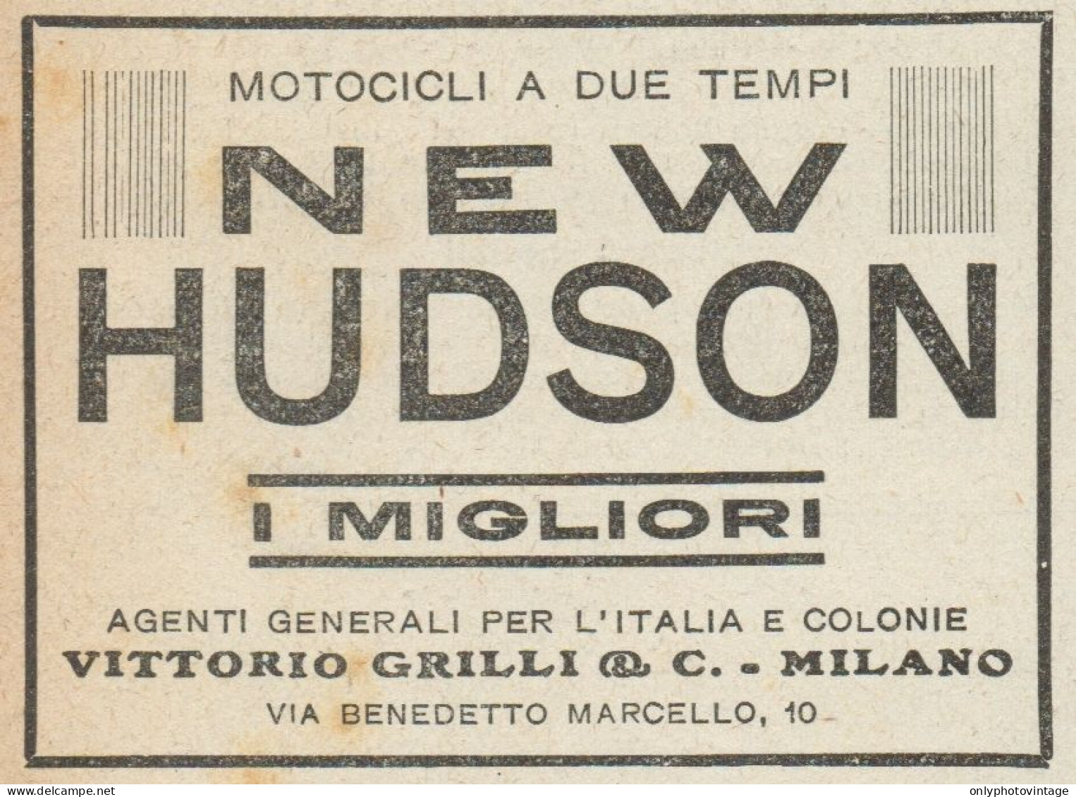 Motocicli A Due Tempi NEW HUDSON - Pubblicità D'epoca - 1921 Old Advert - Pubblicitari