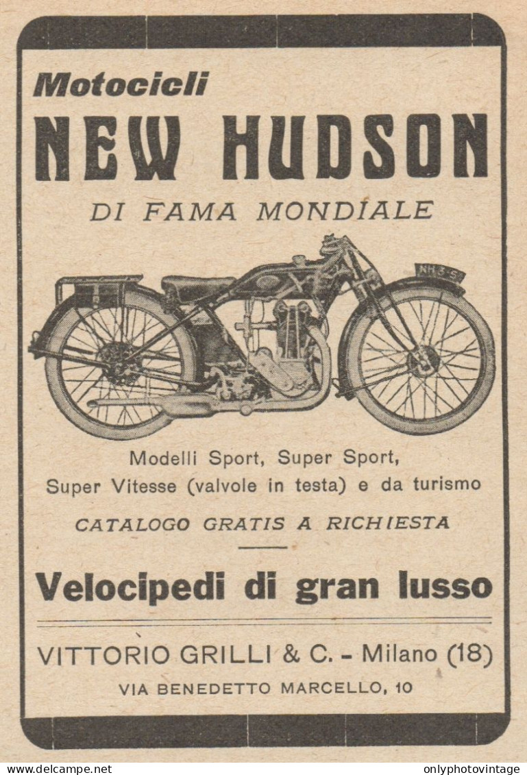 Motocicli NEW HUDSON - Pubblicità D'epoca - 1926 Old Advertising - Publicidad