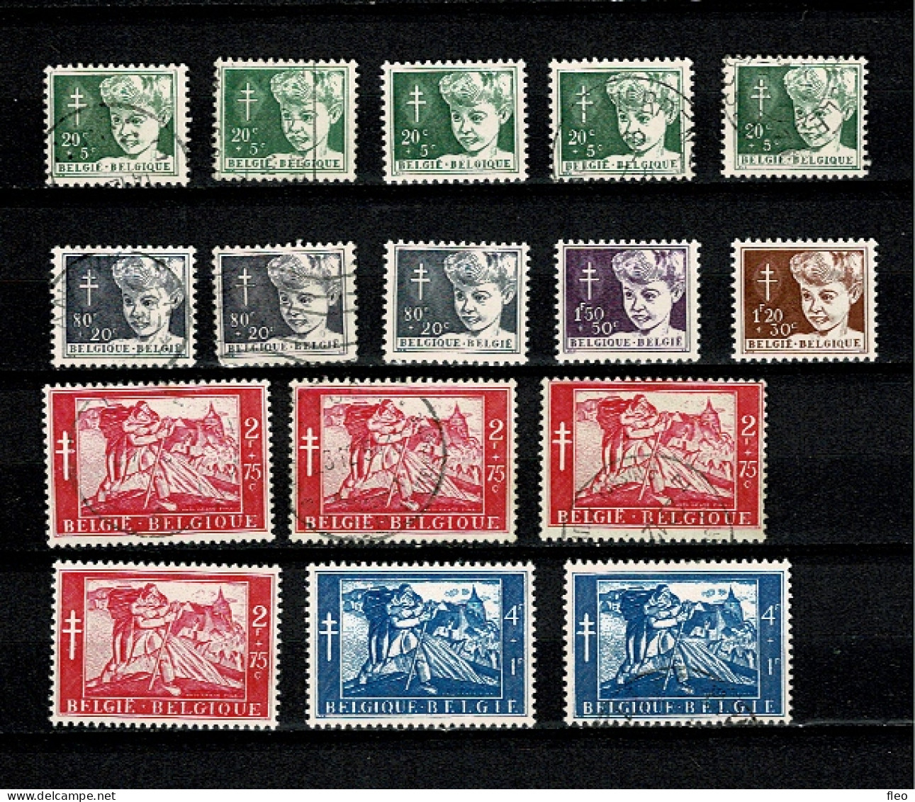 1954 955/960 ° & * (lot 16 Timbres) : Anto Carte - Used Stamps