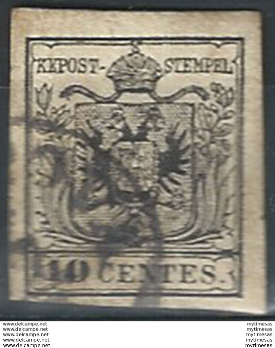 1857 Lombardo Veneto 10c. Nero 1v. Cancelled Sassone N. 19 - Lombardo-Vénétie
