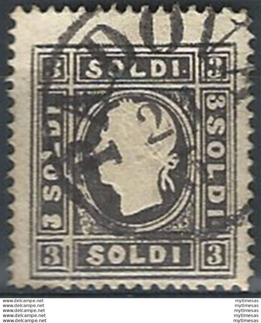 1859 Lombardo Veneto 3 Soldi Nero Grigio Cancelled Sassone N. 29a - Lombardy-Venetia