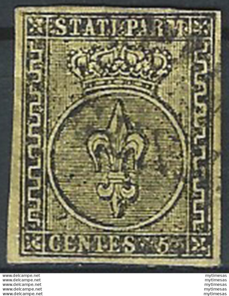 1852 Parma 5c. Giallo Arancio Cancelled Sassone N. 1 - Modène