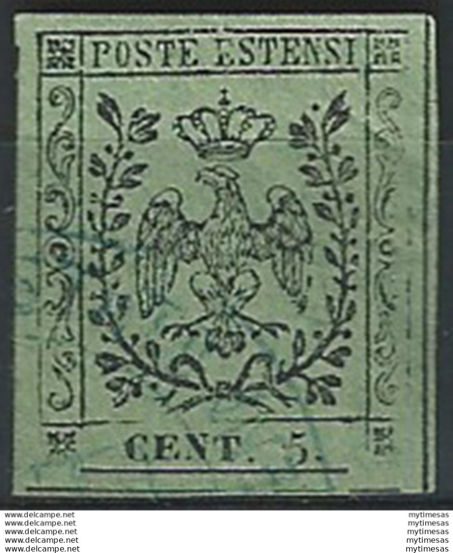 1852 Modena 5c. Verde Oliva Cancelled Sassone N. 8 - Modena