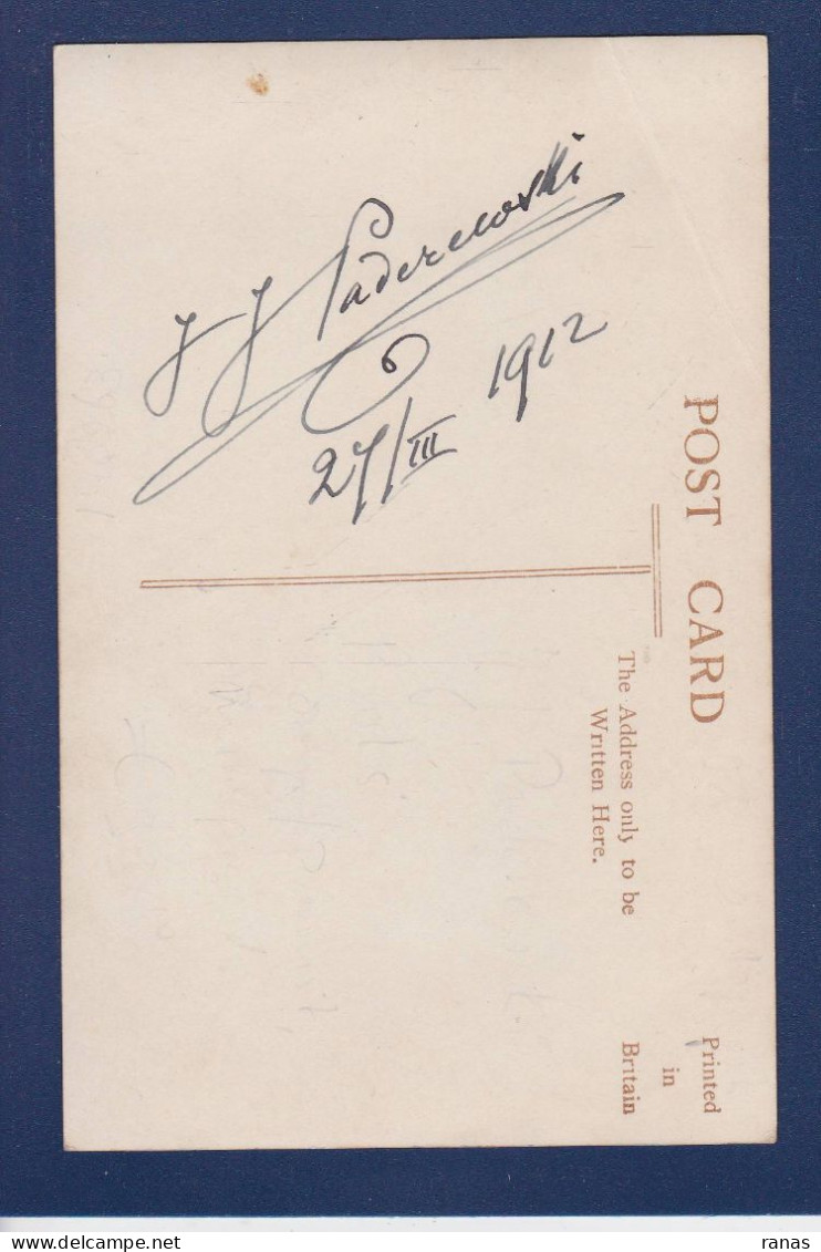 CPA Autographe Signature Musicien Pianiste Paderewski Pologne Voir Dos - Cantantes Y Musicos
