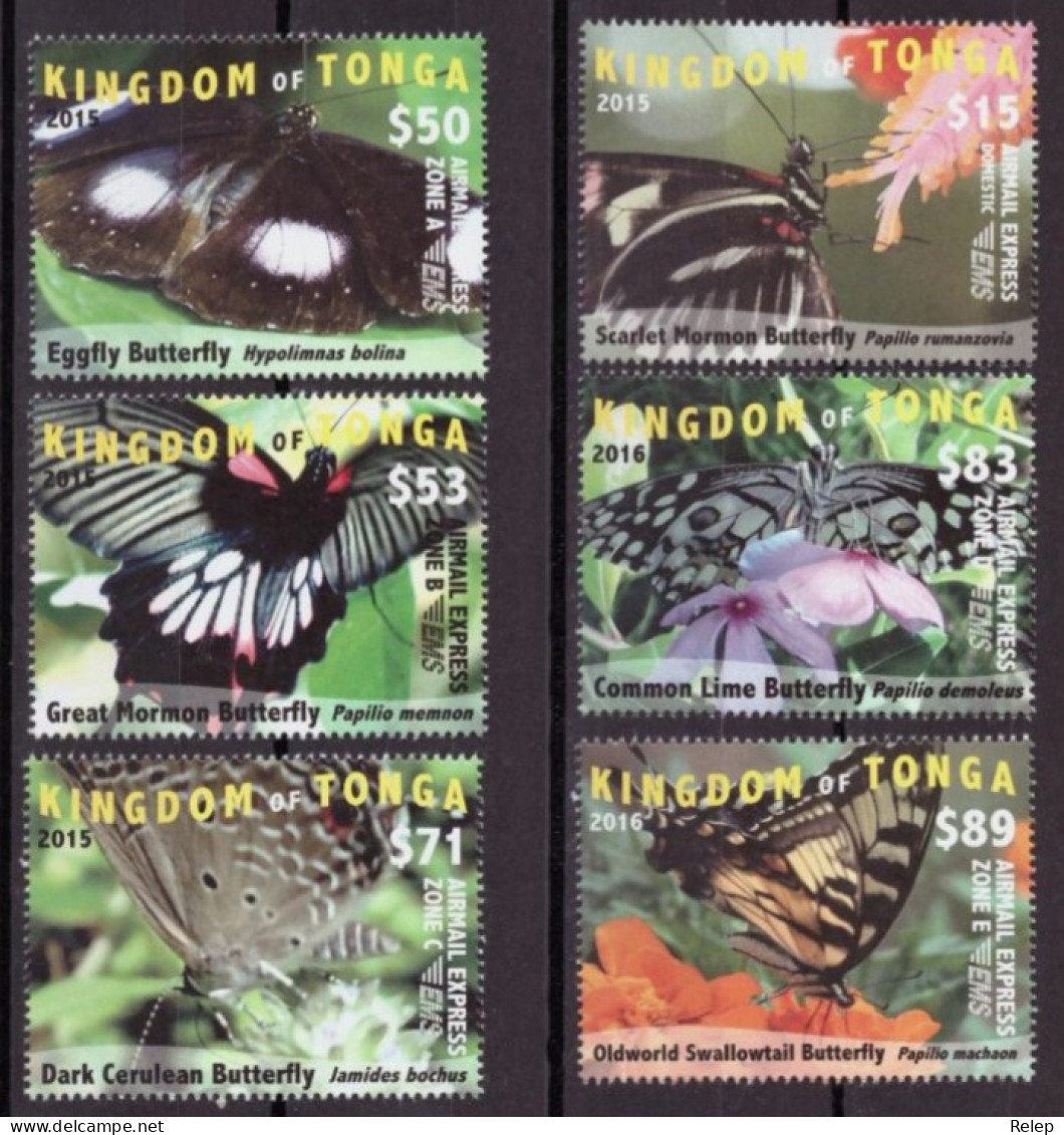 2015-16  Butterflies -   " Without White Frame - MNH - - Tonga (1970-...)