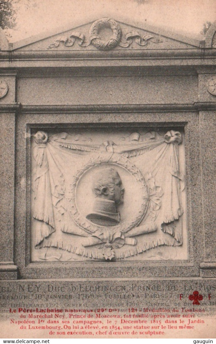 CPA - PARIS - Cimetière PÈRE-LACHAISE - Monument Du Maréchal NEY Prince De Moscowa - Edition C.C.C.C - Estatuas