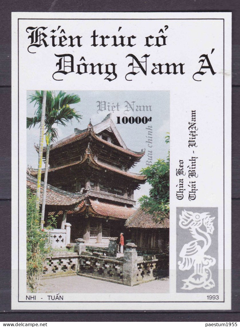 Feuillet Neuf** MNH 1993 Viêt-Nam Vietnam Architecture Ancienne Temple De Thai Binh Mi:VN BL103U Yt:VN BF79ND - Viêt-Nam