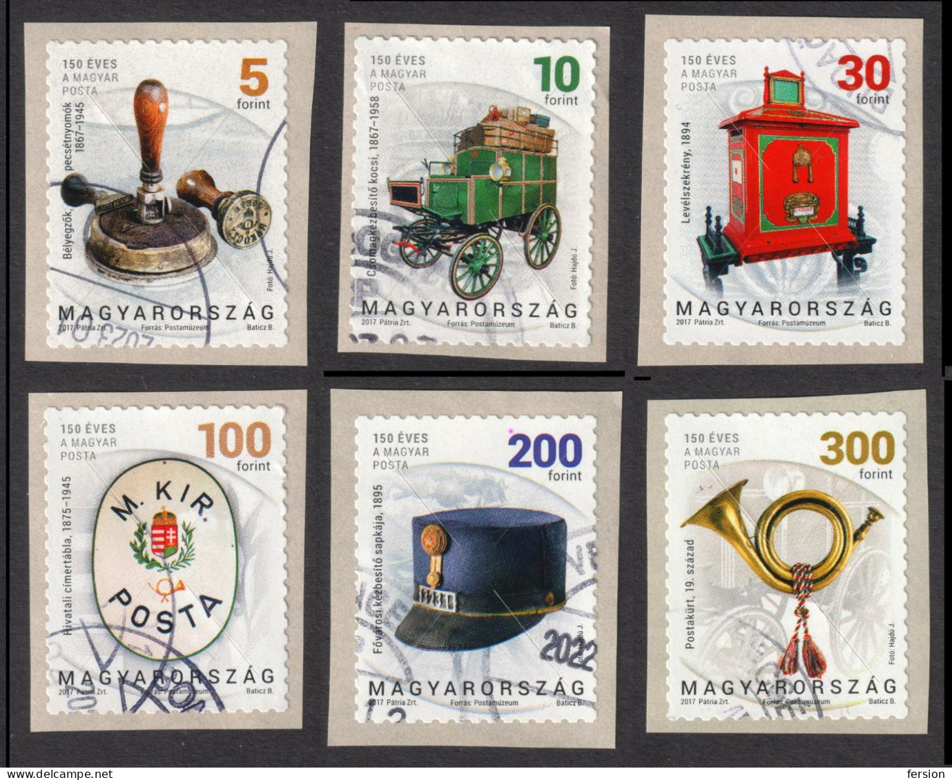 HUNGARY 2017 150th Anniv POST Postal Service SELF ADHESIVE LABEL VIGNETTE / Mail Stage Coach Horn Mailbox Hat - Used - Usati