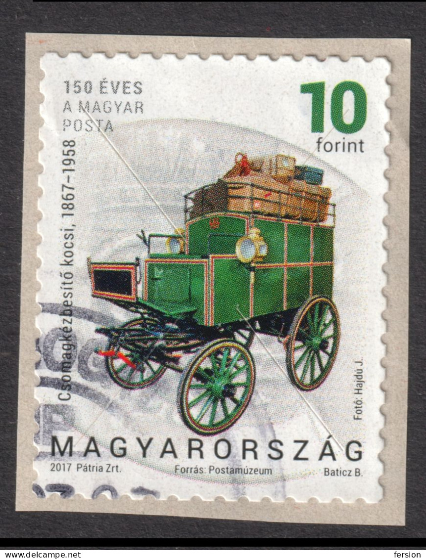 HUNGARY 2017 150th Anniv POST Postal Service SELF ADHESIVE LABEL VIGNETTE / Mail Stage Coach Horn Mailbox Hat - Used - Gebraucht