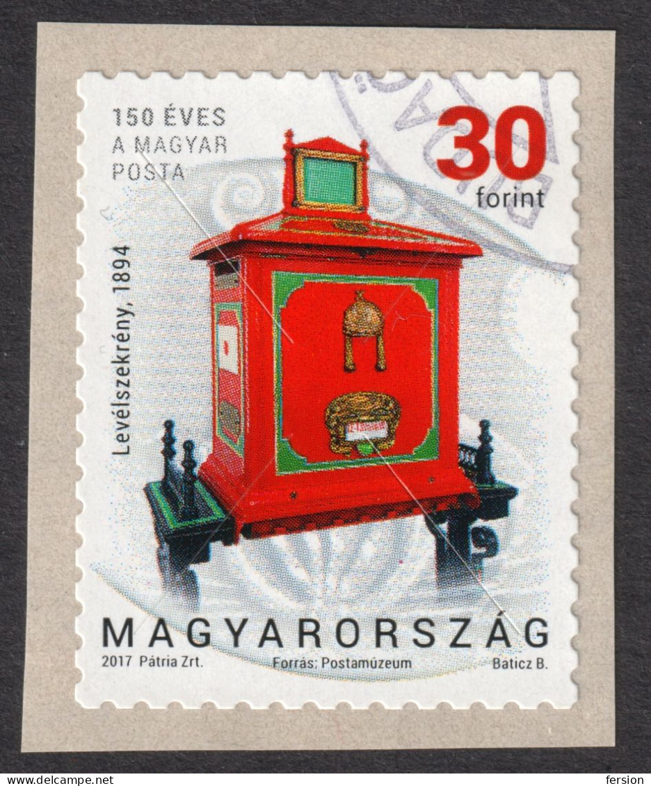 HUNGARY 2017 150th Anniv POST Postal Service SELF ADHESIVE LABEL VIGNETTE / Mail Stage Coach Horn Mailbox Hat - Used - Gebruikt