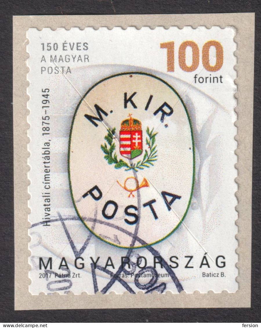 HUNGARY 2017 150th Anniv POST Postal Service SELF ADHESIVE LABEL VIGNETTE / Mail Stage Coach Horn Mailbox Hat - Used - Gebruikt
