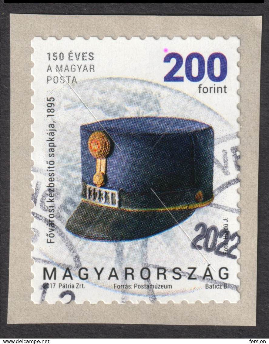 HUNGARY 2017 150th anniv POST Postal Service SELF ADHESIVE LABEL VIGNETTE / mail stage coach horn mailbox hat - used