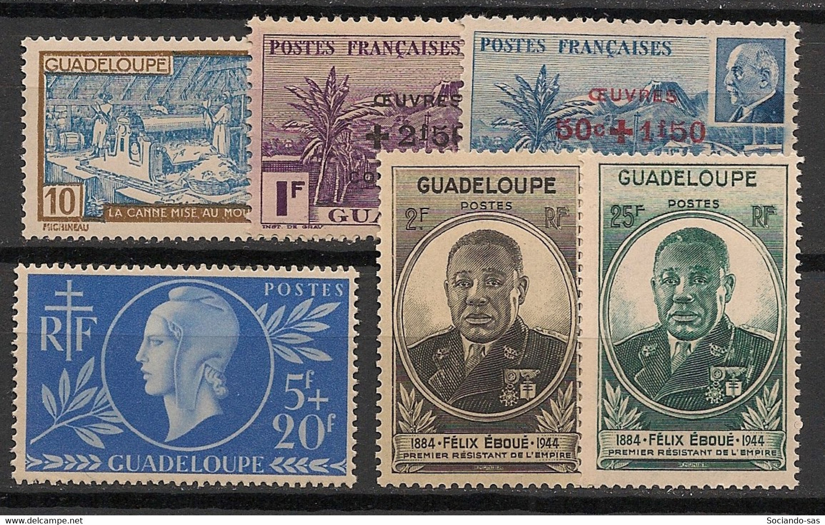 GUADELOUPE - 1944-45 - N°YT. 172 à 177 - Complet - 6 Valeurs - Neuf Luxe ** / MNH / Postfrisch - Ongebruikt