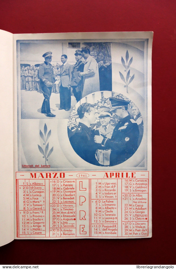 Calendario Laboratorio Di Precisione R. Esercito Roma 1941 Starace Cecchignola - Altri & Non Classificati