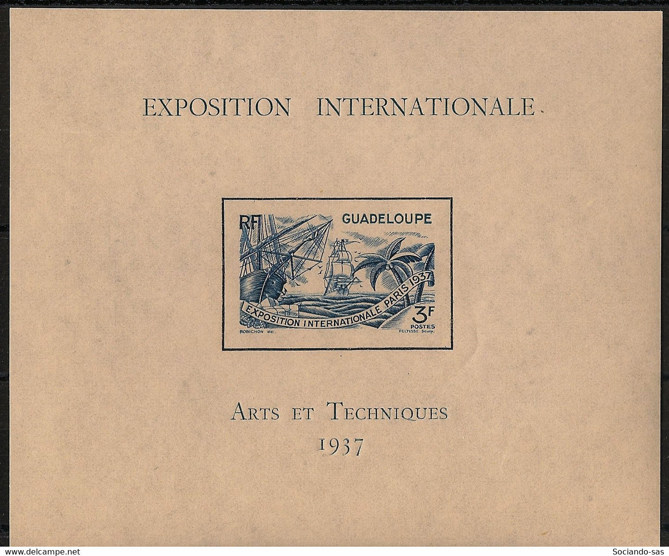 GUADELOUPE - 1937 - Bloc Feuillet BF N°YT. 1 - Exposition Internationale - Neuf Luxe ** / MNH / Postfrisch - Ungebraucht