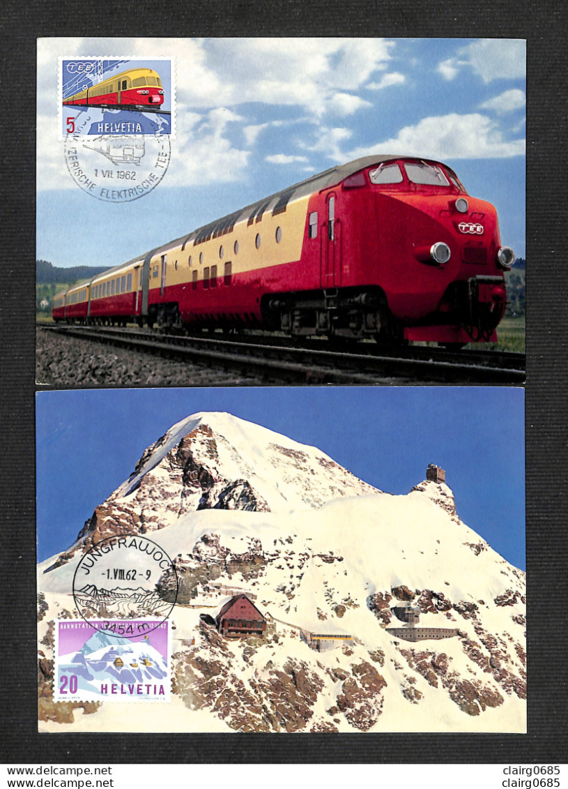 SUISSE - HELVETIA - 2 Cartes Maximum 1962 - Trans-Europ-Express - Jungfraujoch, Berghaus - Maximum Cards