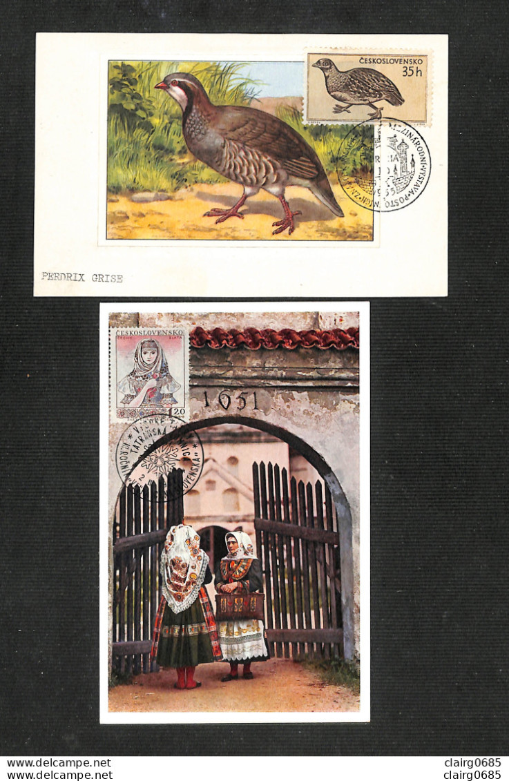 TCHECOSLOVAQUIE - CESKOSLOVENSKO - 2 Cartes Maximum 1955-1959  - Covers & Documents