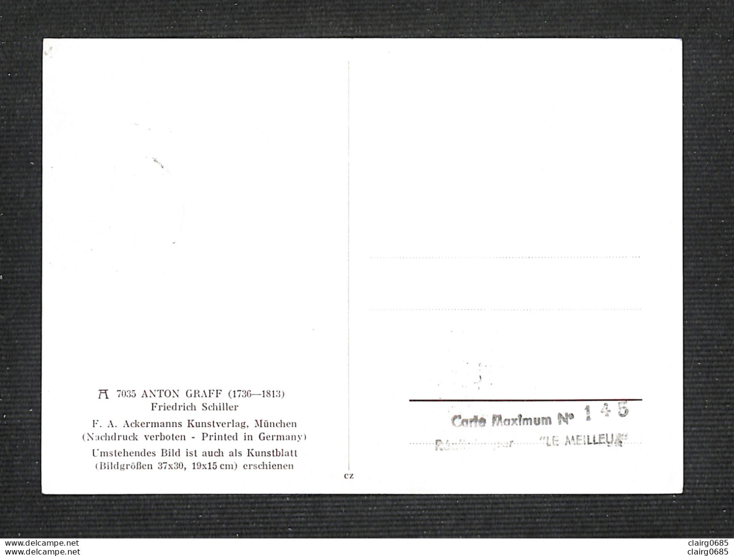 TCHECOSLOVAQUIE - CESKOSLOVENSKO - Carte Maximum 1955 - Friedrich Schiller - Lettres & Documents
