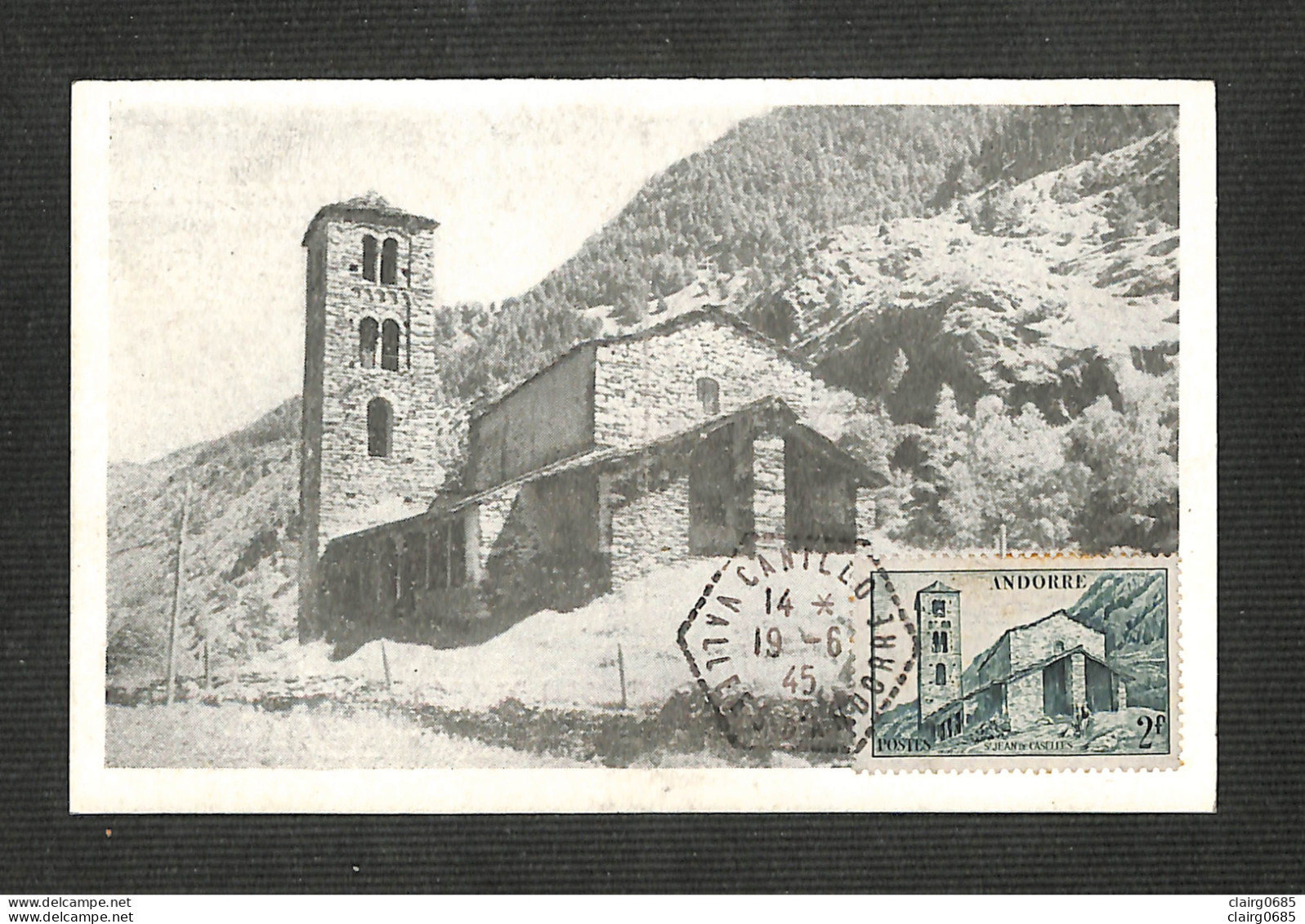 VALLÉES D'ANDORRE - Carte MAXIMUM 1945 - St Jean De Casselles - Maximumkaarten