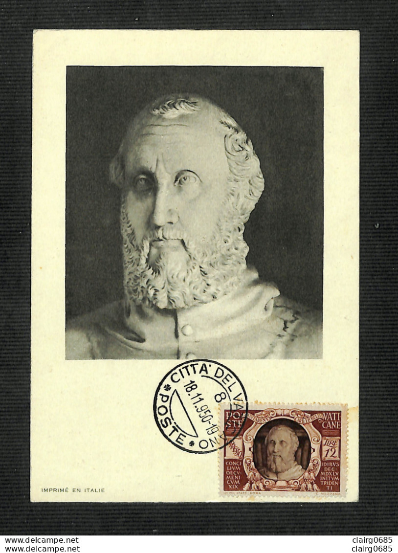 VATICAN - POSTE VATICANE - Carte MAXIMUM 1950 - Cardinal GASPAR CONTARINI - Cartas Máxima