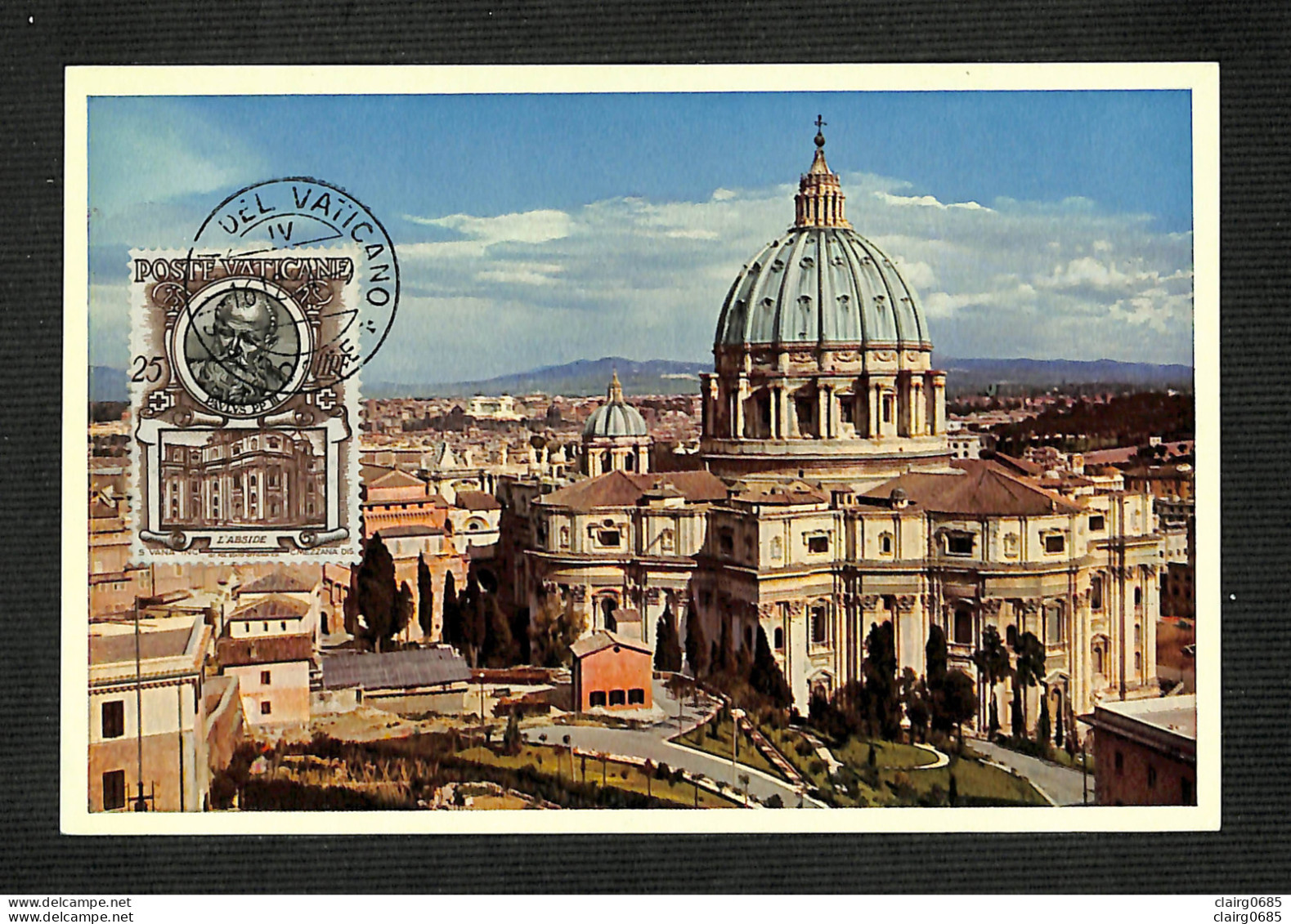 VATICAN - POSTE VATICANE - Carte MAXIMUM 1954 - S. Pietro Visto Dall'Osservatorio Vaticano - Cartas Máxima