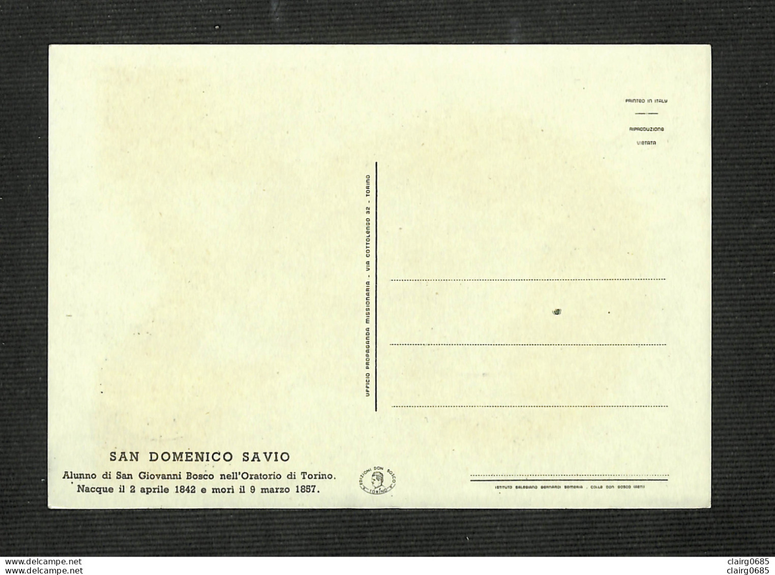 VATICAN - POSTE VATICANE - Carte MAXIMUM 1957 - SAN DOMENICO SAVIO - Maximum Cards