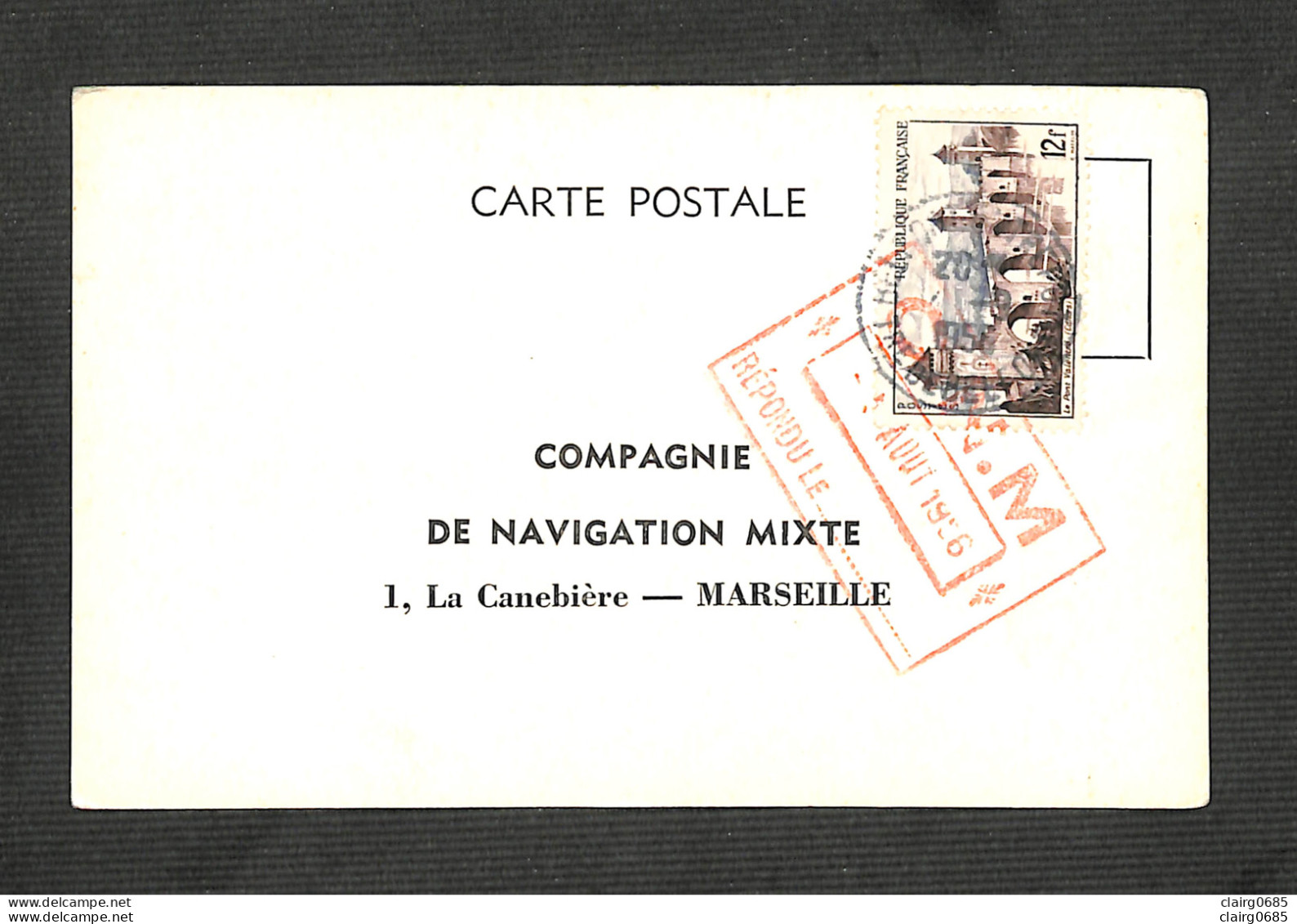 VENTES DE BILLETS AERIENS - COMPAGNIE DE NAVIGATION MIXTE MARSEILLE - Agence Voyages DANZAS - Belfort - 1956 - Otros & Sin Clasificación