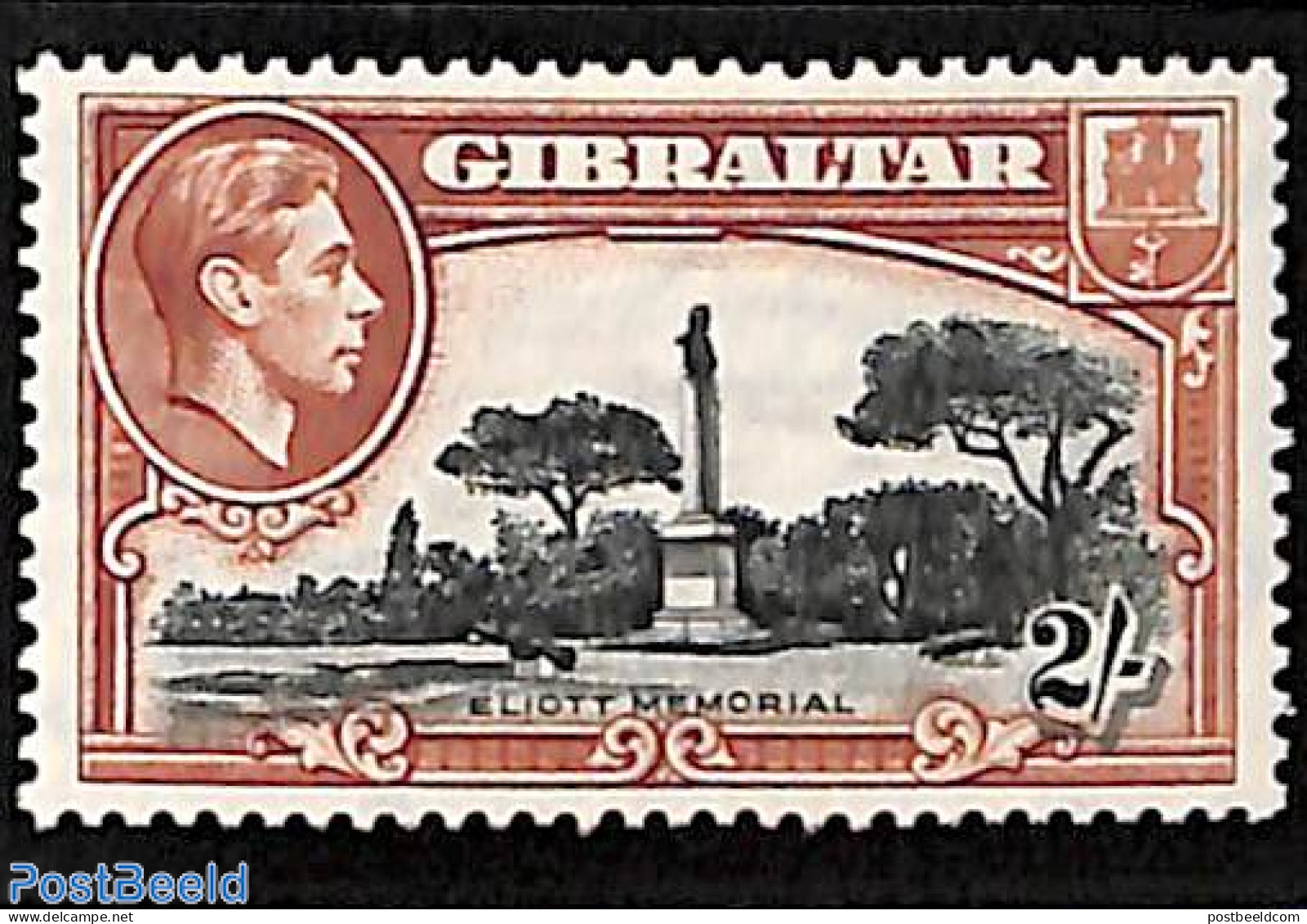 Gibraltar 1938 2Sh, Perf. 13.5, Stamp Out Of Set, Unused (hinged) - Gibraltar