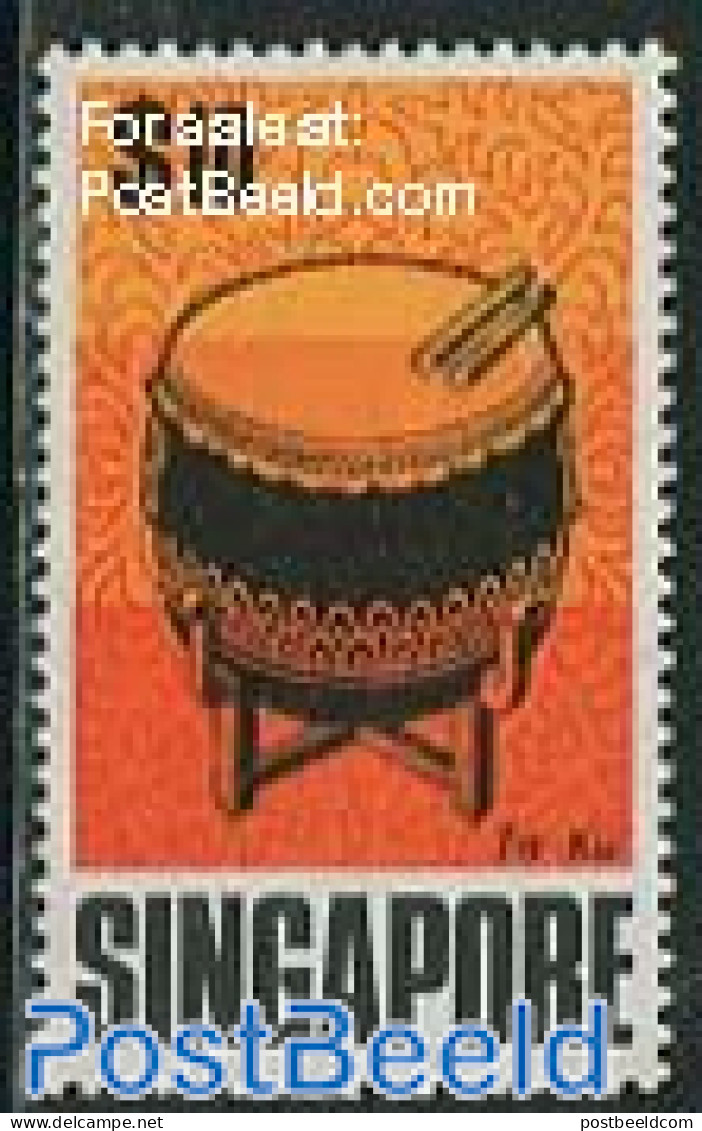 Singapore 1969 10$, Stamp Out Of Set, Mint NH, Performance Art - Music - Musical Instruments - Musique