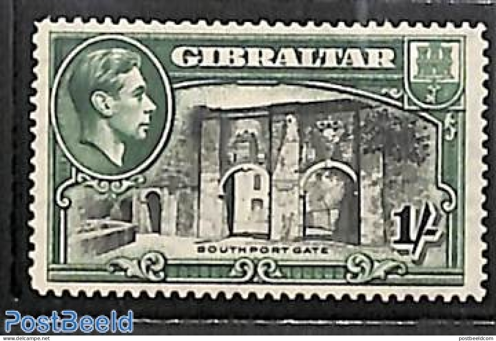 Gibraltar 1938 1Sh, Perf. 14, Stamp Out Of Set, Unused (hinged), Art - Architecture - Gibraltar