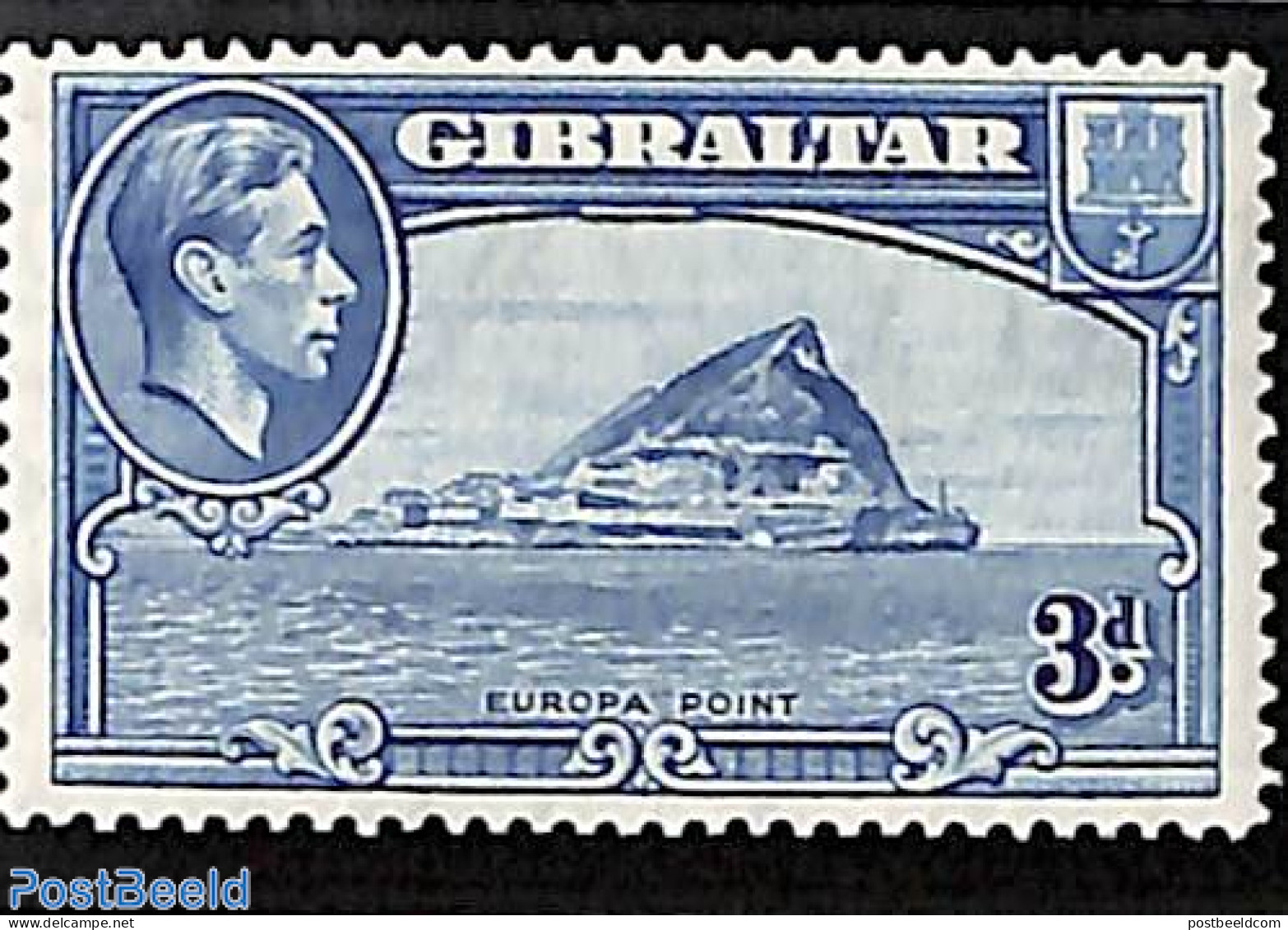 Gibraltar 1938 3p, Perf. 14, Stamp Out Of Set, Unused (hinged), History - Geology - Gibraltar